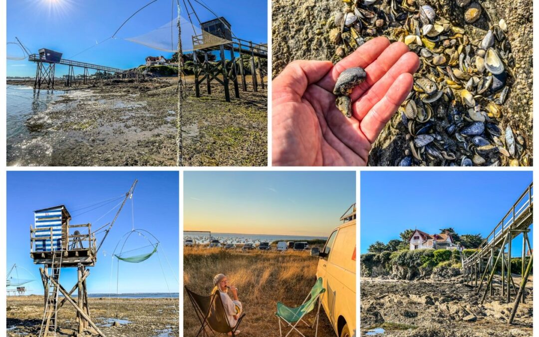 Foto's van Franse manier van vissen met netten in Bretagne
