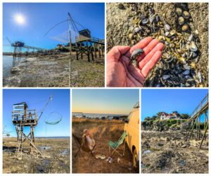 Foto's van Franse manier van vissen met netten in Bretagne