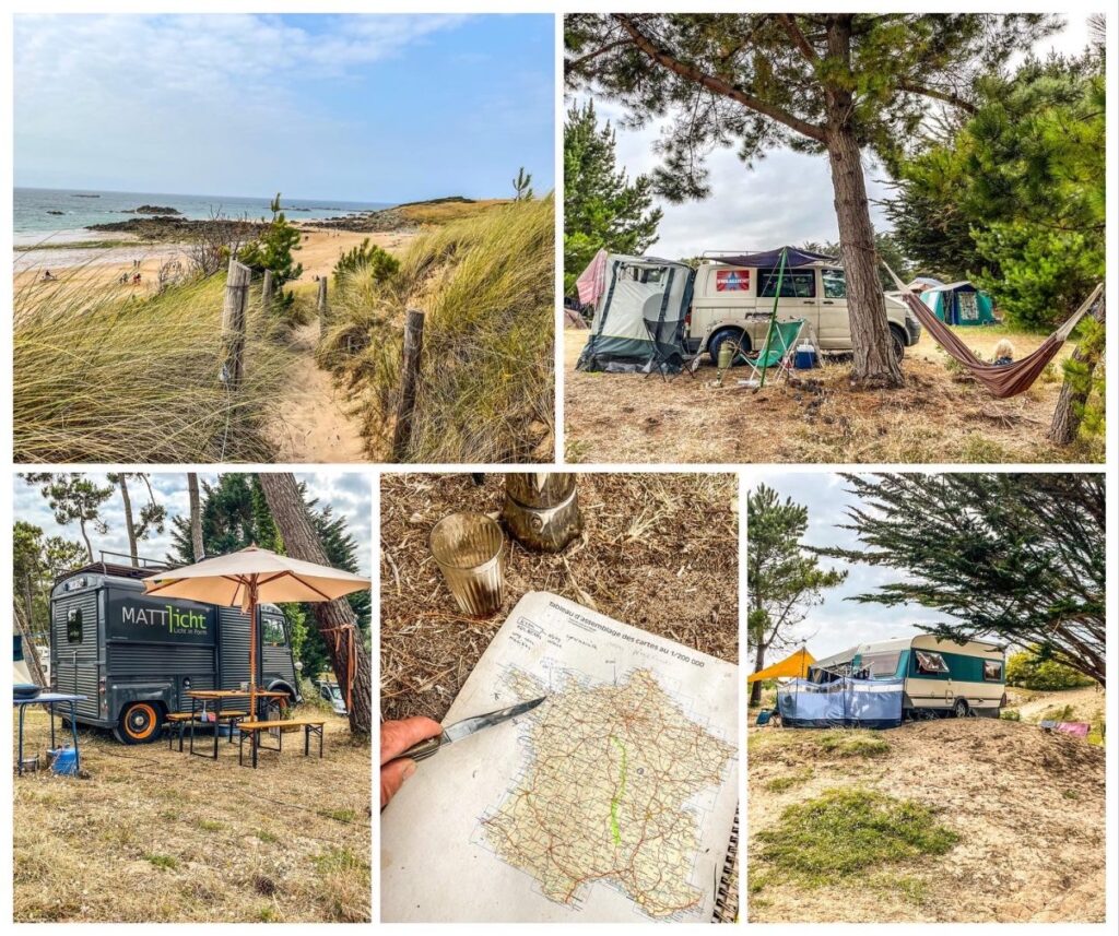 Diverse foto,s van een duin camping in Frankrijk