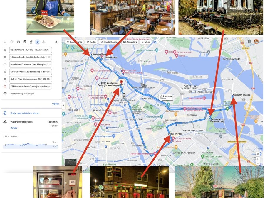 Amsterdam cycle route along typical Dutch food and drinks